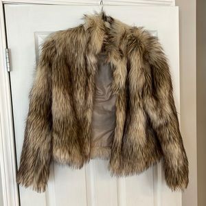 Faux fur brown coat
